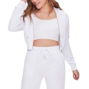 F21 Cropped Basic Fleece Hoodie